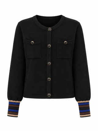 Elsa Contrast Cuff Cardigan- Derhy