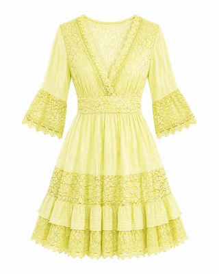 Calista Cotton Midi Dress - Lemon