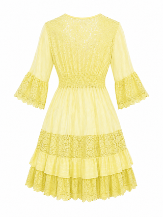Calista Cotton Midi Dress - Lemon