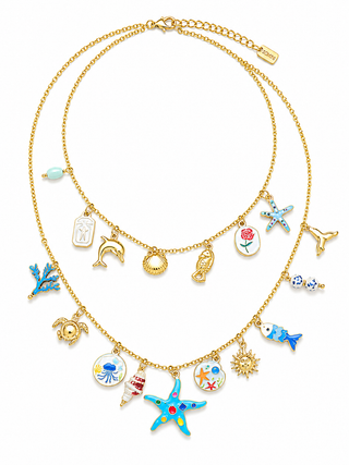 Necklace Sea Double Layer Multi Gem