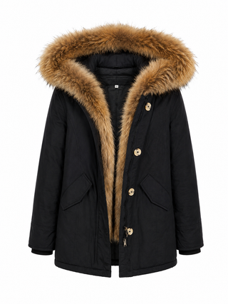 Avery Fur Hood Parka - Black