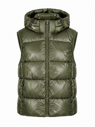 Harper Padded Hooded Gilet- Khaki