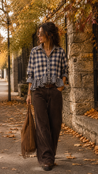 Harriet Check Frill Shirt