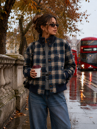 Harper Check Bomber Jacket