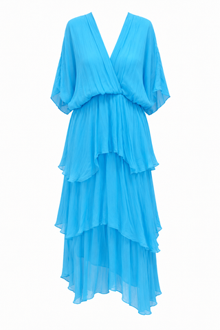 Azure Silk Dress -Turquoise Blue