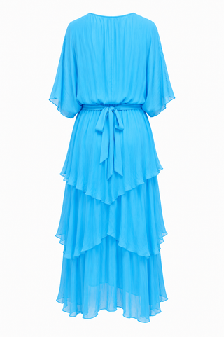 Azure Silk Dress -Turquoise Blue
