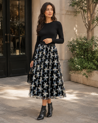 Indonesia Jupe -Midi Skirt-Floral Derhy