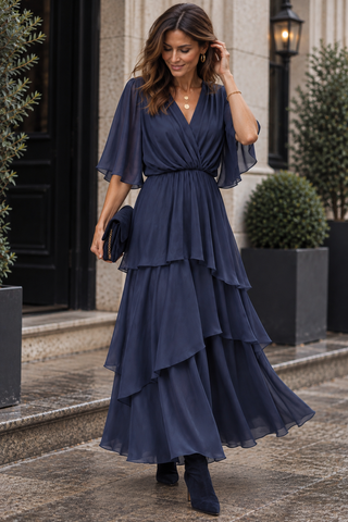 Azure Silk Dress - Navy
