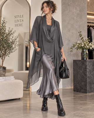 Suki Drape Tunic - Charcoal