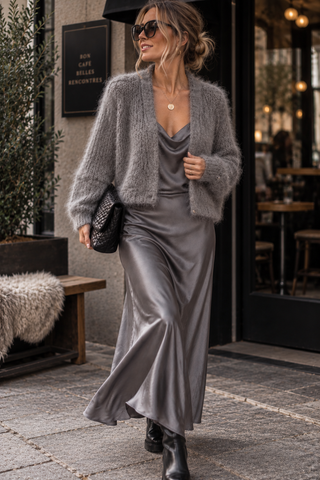Aurelia Mohair Cardigan - Grey