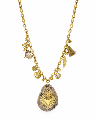 Long Charm Snakeskin Pattern Pendant Necklace