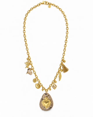 Long Charm Snakeskin Pattern Pendant Necklace