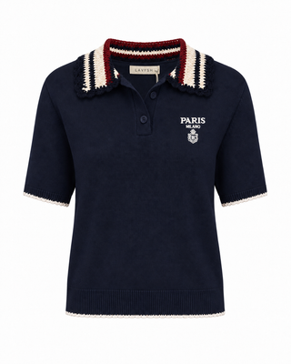 Riviera Polo Knit Top - Navy