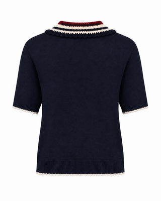 Riviera Polo Knit Top - Navy