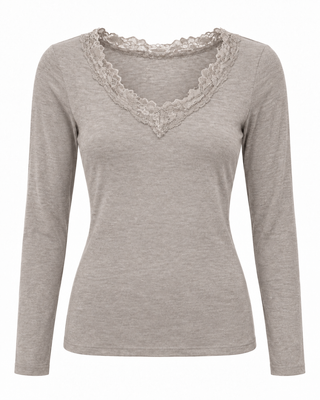 Cashmere Lace Layering Top - Greige