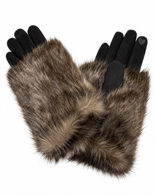 Deep Cuff Fur Glove - Brown