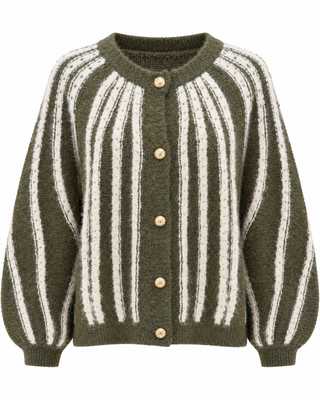 The Harlow Stripe Cardigan - Khaki