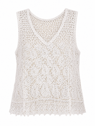 Roux Crochet Vest Top - Beige