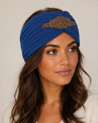 Diamanté Headband - Royal Blue-Gold