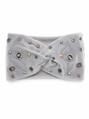 Gemstone Velvet Headband - Grey