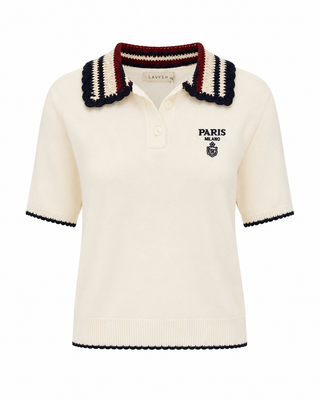 Riviera Polo Knit Top - Cream