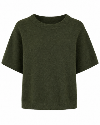 Ariana Short Sleeve Alpaca Knit - Khaki