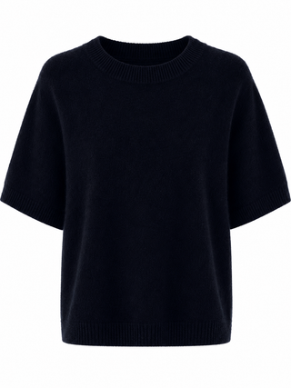 Ariana Short Sleeve Alpaca Knit - Navy