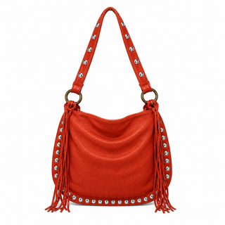 Camila Red Fringe Genuine Leather
