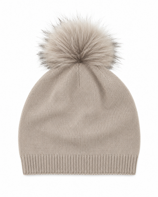 Klara Slouchy Hat Bobble-Beige