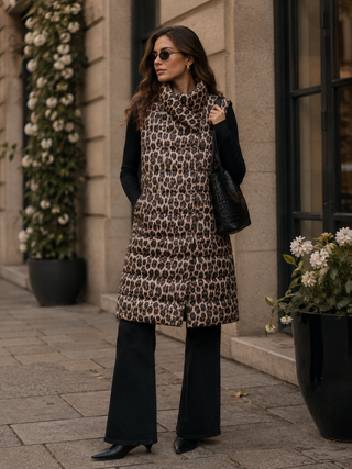 Zadie Reversible Gilet - Greige/leop