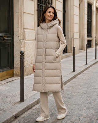 Tia Gilet Long -Beige