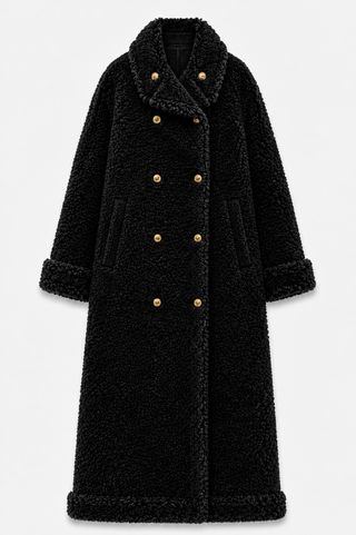 Benny Reversible Afghan-Style Faux Shearling Coat - Black