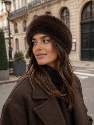 Fur Headband - Dark Brown