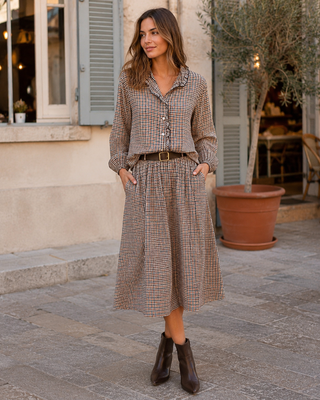 Millie Check Midi Skirt