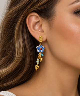 Flower drop earring