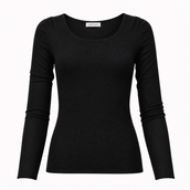 Cashmere Basic Long Sleeve Top - Black