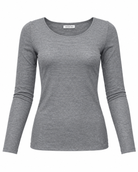 Cashmere Basic Long Sleeve Top - Grey