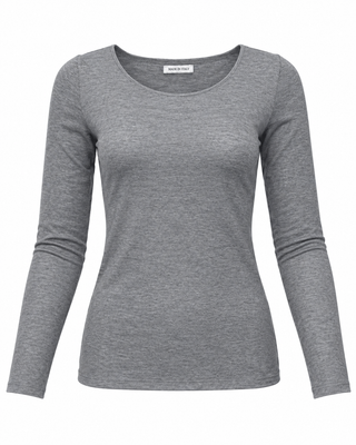Cashmere Basic Long Sleeve Top - Grey
