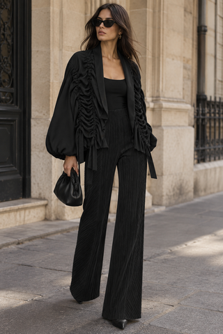 Teya Ruched Jacket - Black
