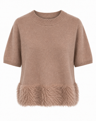 Celeste Feather Hem Knit - Soft Brown