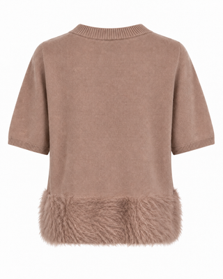 Celeste Feather Hem Knit - Soft Brown