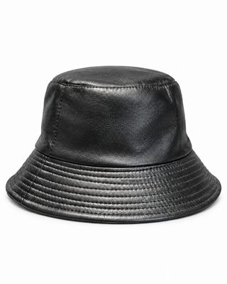 Vegan Leather Bucket Hat - Black