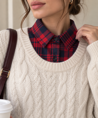 Plaid collar shirt insert