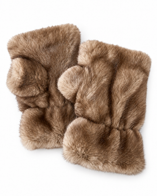 Teddy Fingerless Fur glove - Brown