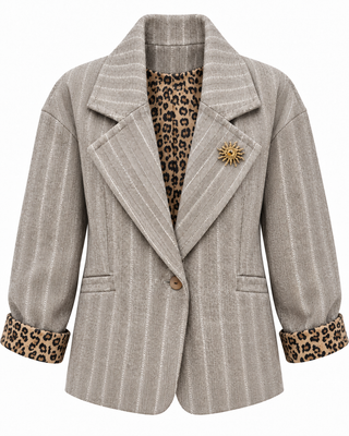 Leo Pinstripe Blazer - Beige