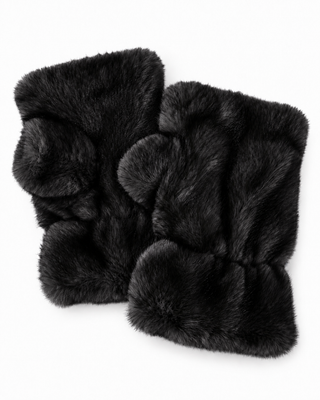 Teddy Fingerless Fur glove -Black