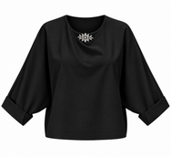 Virelle Brooch Knit Top - Black