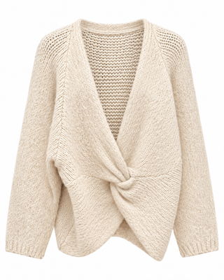 Izzy Twist Knit V-Neck-Cream