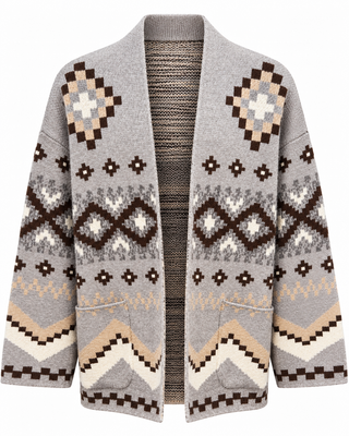 Aspen Knit Geo Cardigan Tie Belt