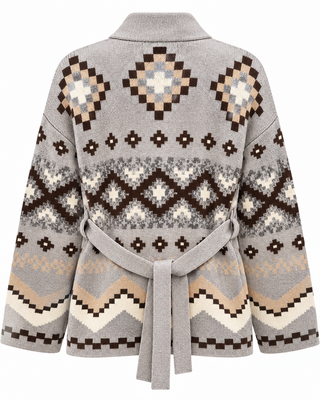 Aspen Knit Geo Cardigan Tie Belt
